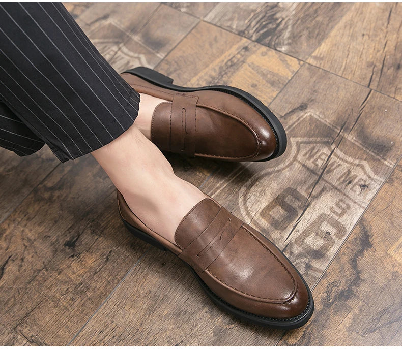 Men's Dress Shoes Formal Office Leather Brogues Shoes Male High Quality Casual Business Shoes Men Social Leather Loafers For Man
