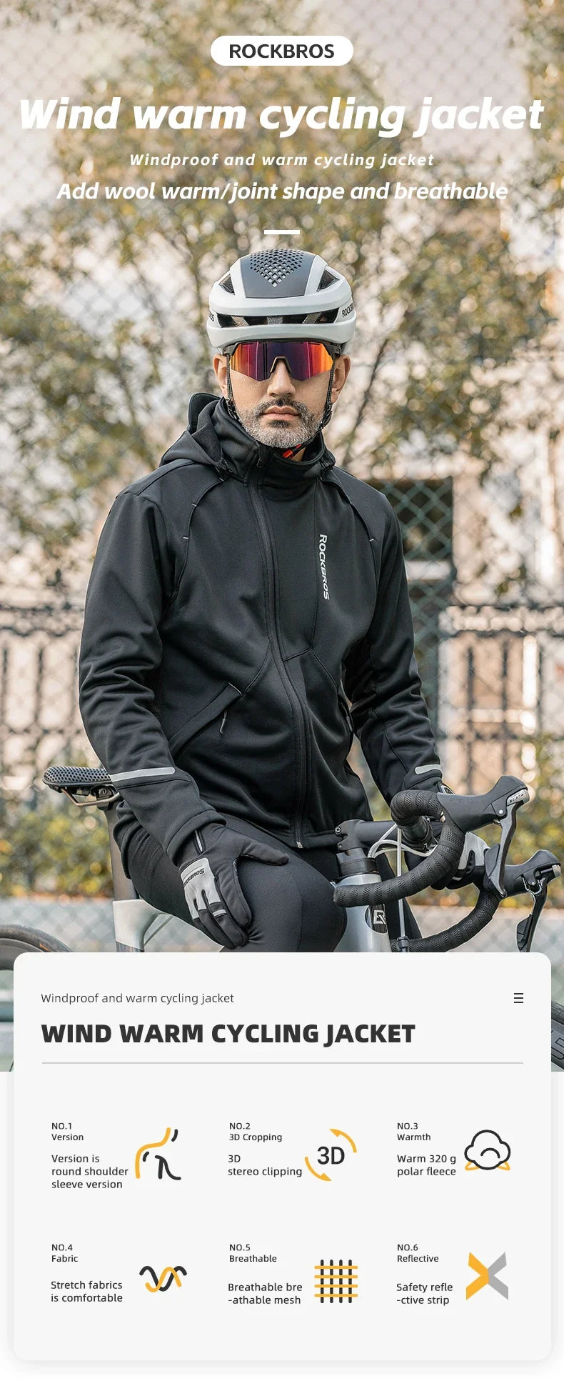 Bicycle Jacket Winter Cycling Clothing Thermal Fleece Long Sleeve Cycling Bike Clothing Warmer Windproof Sportswear