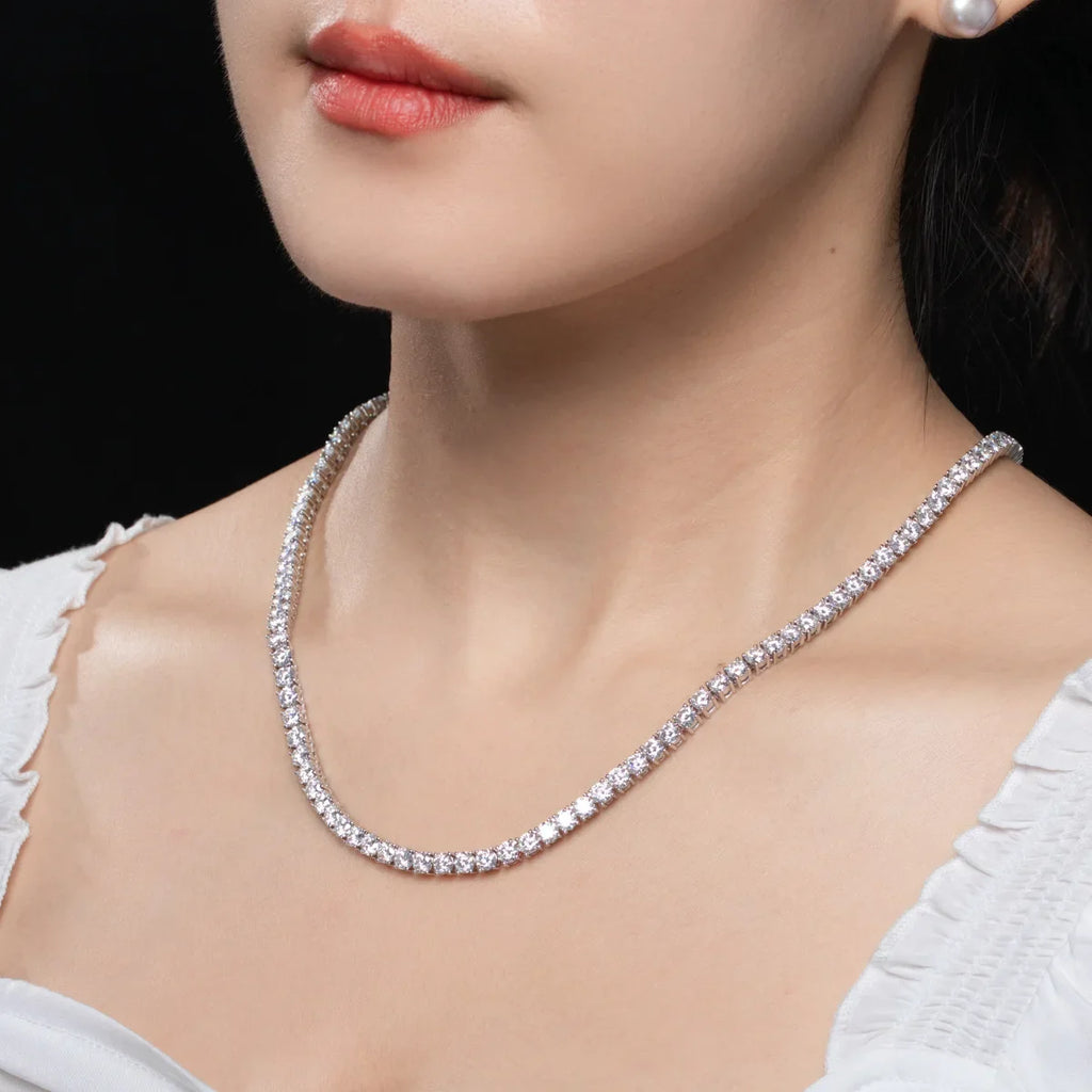 Certified GRA Moissanite Tennis Necklace 3/4/5/6mm Solid 925 Sterling Silver Diamond Tennis Necklaces for Women Man