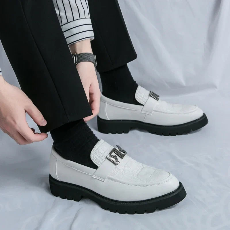 Mens Loafers Party Business Thick Soled Men Leather Shoes Dress Platform Shoes Comfortable Fashion New Casual Shoes for Men