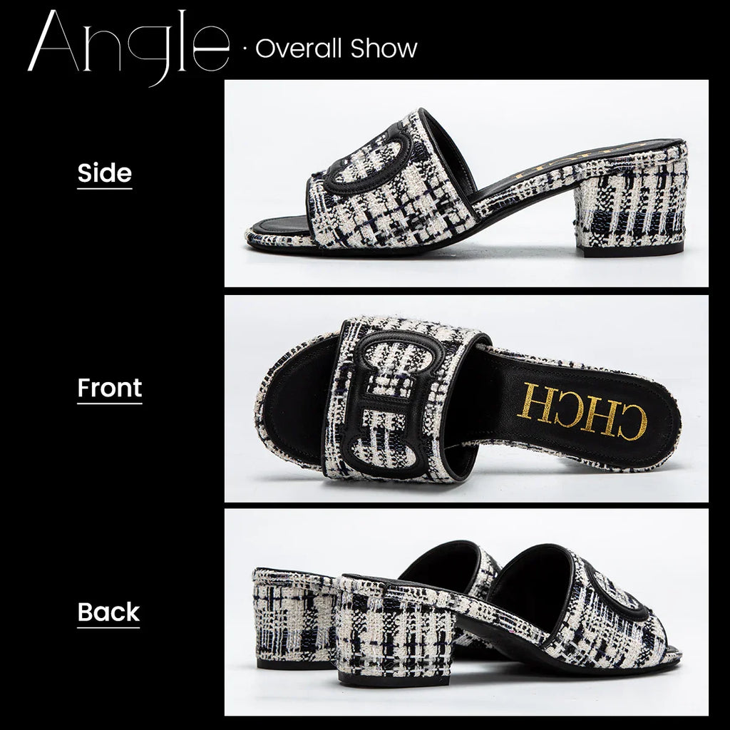 Slippers New summer Brand Fabric Low Heel Sandals Outdoor Business Commuter Women's Shoes 2024