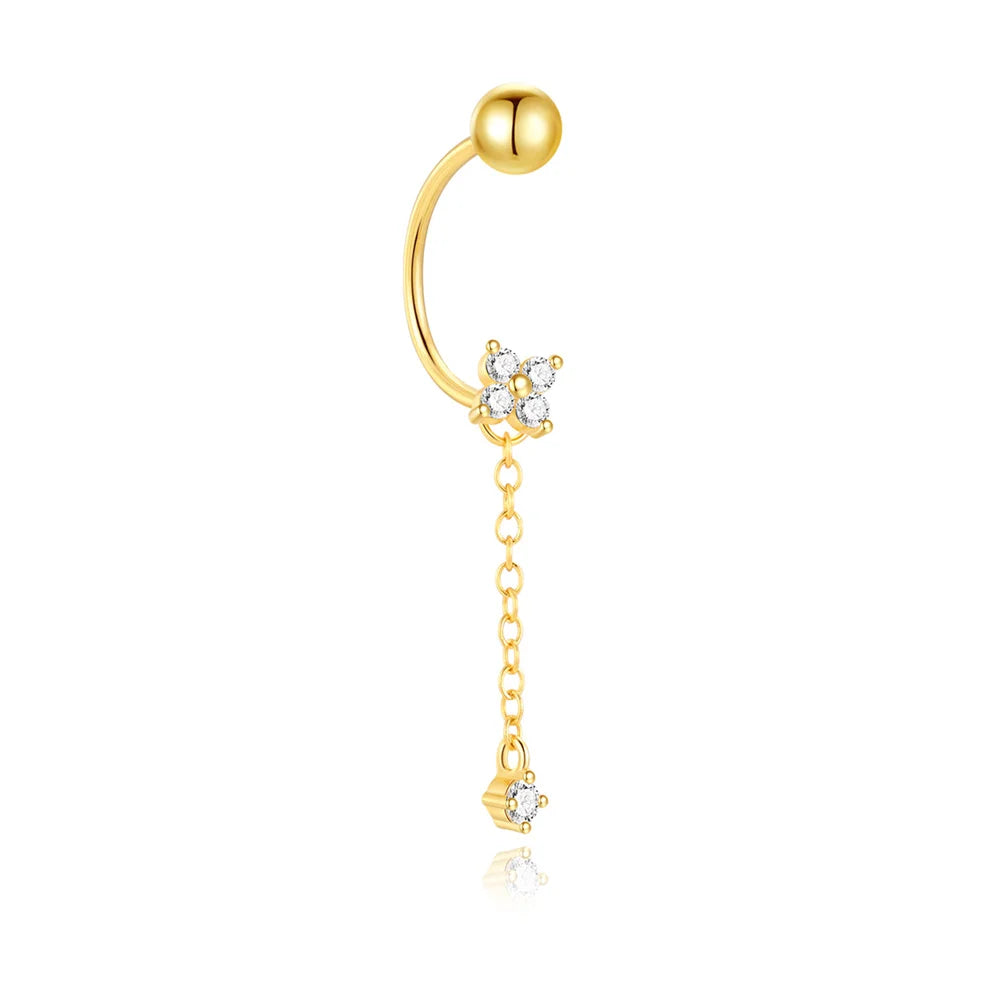 S925 Sterling Silver Petals Stud Earring Microinlaid Colorful Cubic Zirconia Chain Tassel Earrings For Women Dangle Earring