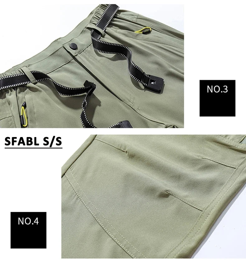 SFABL 5XL Summer Quick Dry Hiking Pants Men Stretch Waterproof Tactical Pants Zipper Pockets Trousers Lightweight Fishing Pants