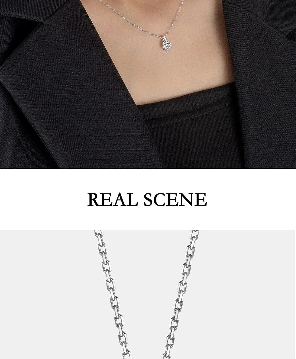 1-3CT Moissanite Necklace for Women S925 Pure Silver Laboratory Diamond Pendant Classic Fashion Jewelry Party Gift