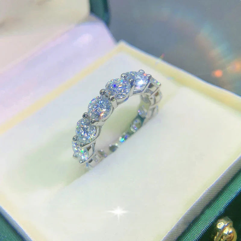 Personalized Moissanite Full Eternity Bands 925 Sterling Silver Ring For Women Girl Fine Jewelry 5mm 3mm D Moissanite Ring
