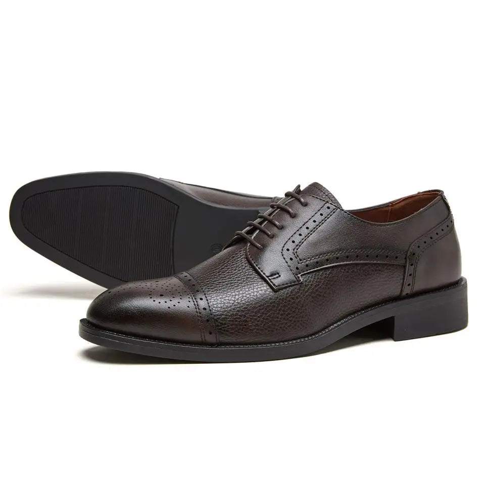 Men Summer PU Round Toe Lace Up Height Increase Business Formal Dress Shoes Breathable Anti-Slip For Office Work Shoes