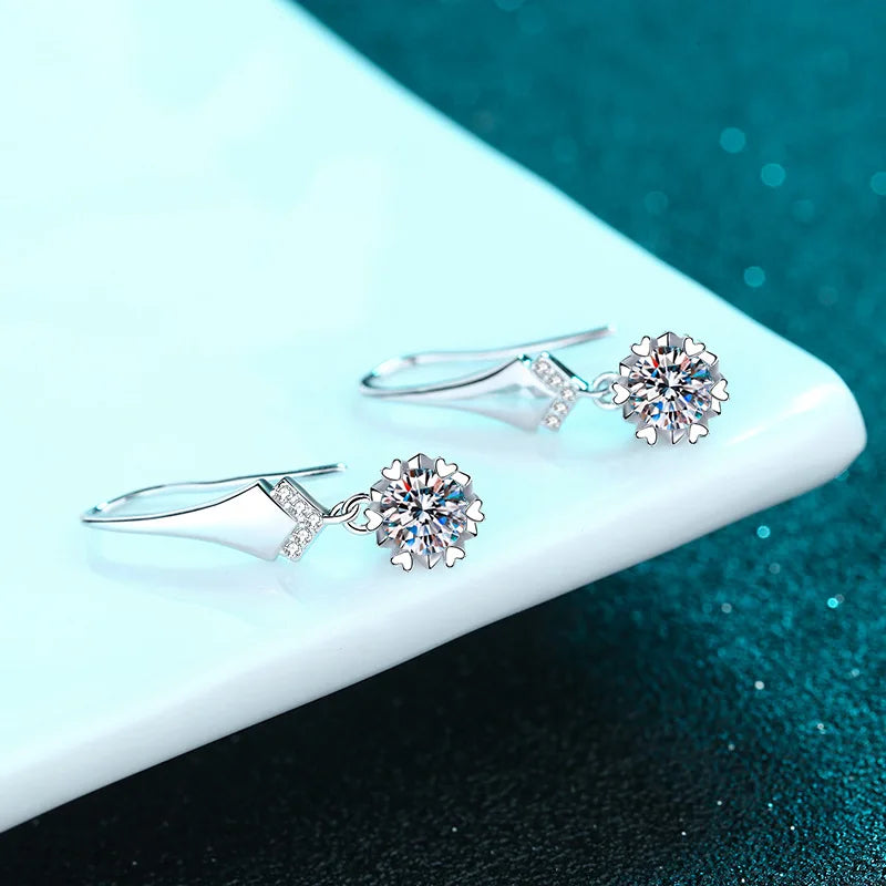 100% Real 0.5-1CT Moissanite Dangle Earring for Women Girls S925 Silver Plated Platinum Diamond Drop Earrings Fine Jewelry