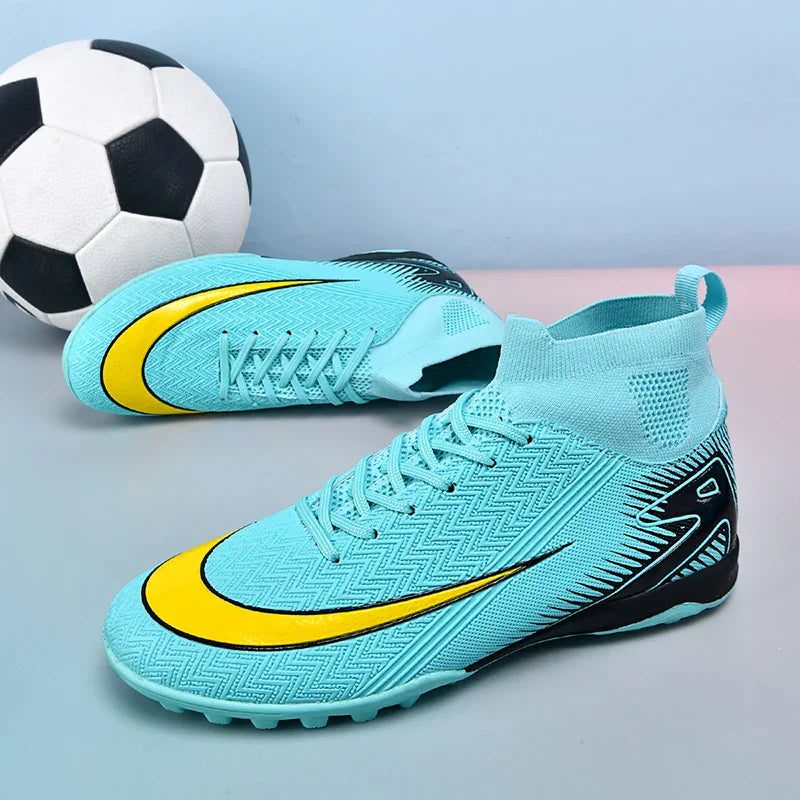 High Top Men Soccer Shoes Professional Football Boots Breathable Wear Resistant Training Match Sneakers Non Slip for Adult Sport