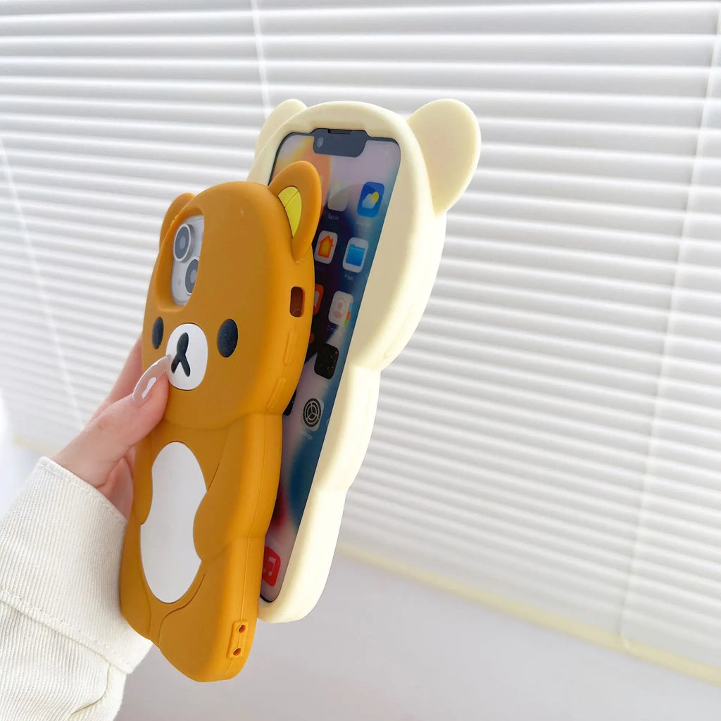 For iPhone 17 16 15 14 13 12 11 Pro Plus mini Max Xs XR 6 7 8 SE Silicone Rilakkuma Bear Soft Cover Case