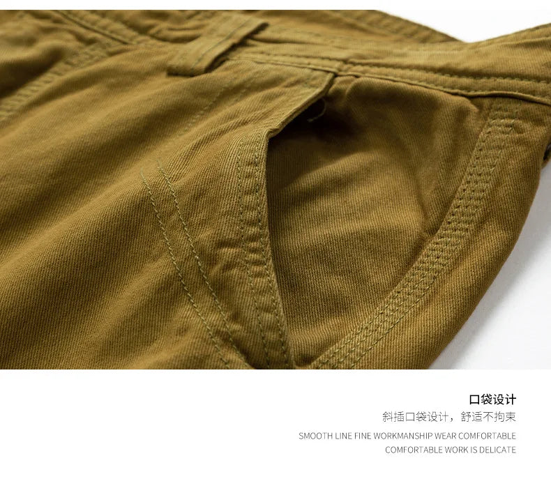 Men's Casual Washed Cotton Cargo Shorts Multi-Pocket Durable Knee-Length Work Shorts Pantaloncini Uomo Camouflage Roupas Hombre