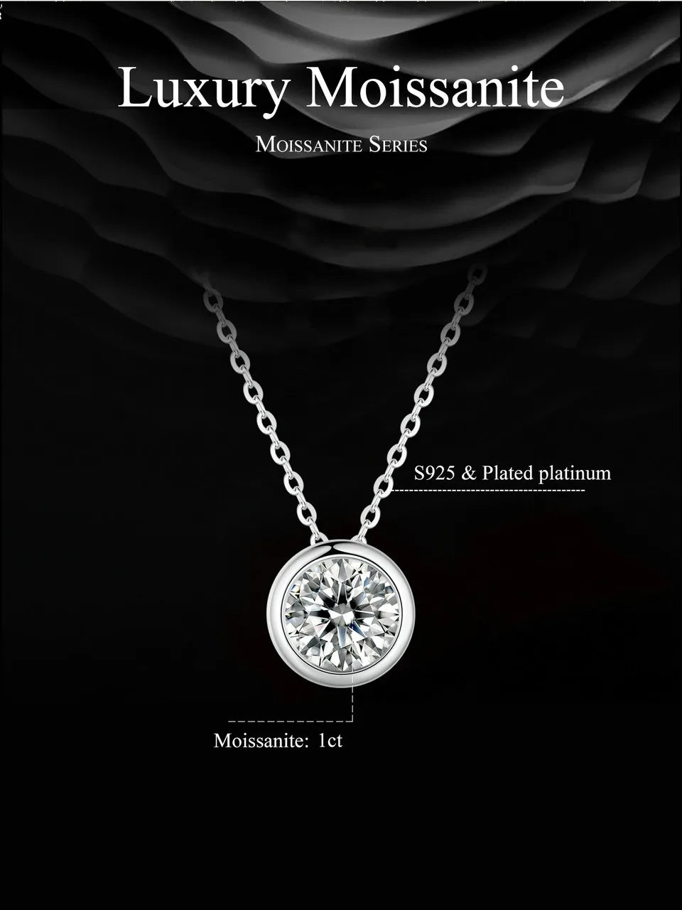 White Gold Plated Moissanite Necklace for Women, 925 Silver Pear/Round Solitaire Moissanite Pendant Valentines Day Gift