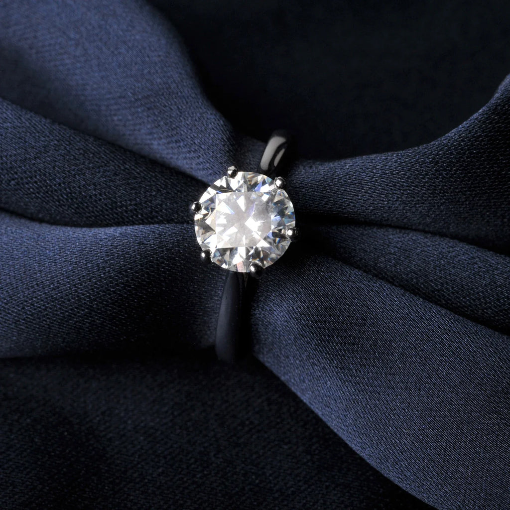 Moissanite D Color 0.5ct 1ct 2ct Round Cut S925 Sterling Silver Solitaire Wedding Engagement Ring for Women