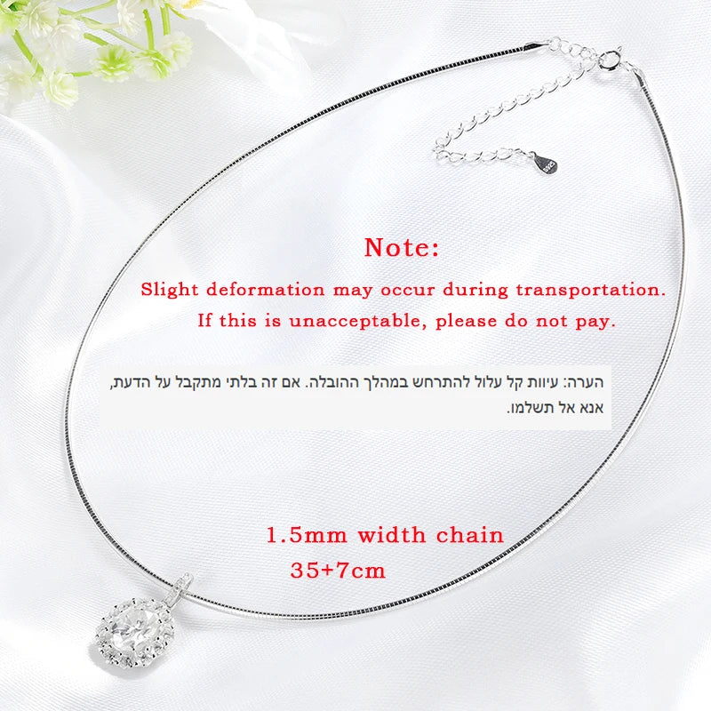 Oval Cut 7*9MM Flowers Full Moissanite Necklace Pendant for Women Lab Diamond 1.5mm Chain Pure 925 Silver Fine Jewelry