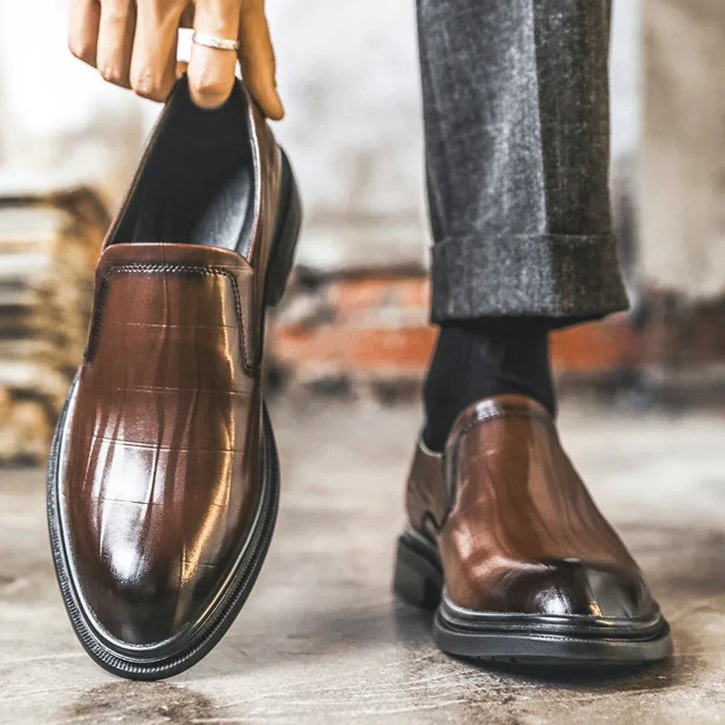 Retro Business Dress Derby Shoes for Men Spring Autumn New Designer Wedding Shoes Male Solid Color Cow Leather Shoes Man