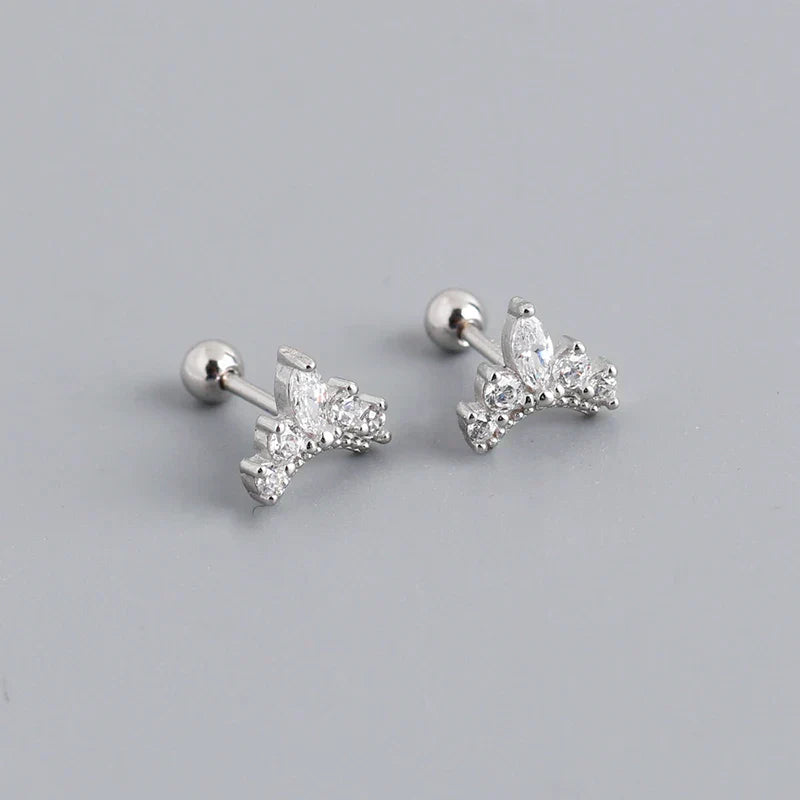 925 Sterling Silver Fashion Korean Petal Screw Bead Stud Earrings for Women Charm Ear Bone Piercing Jewelry Accessories