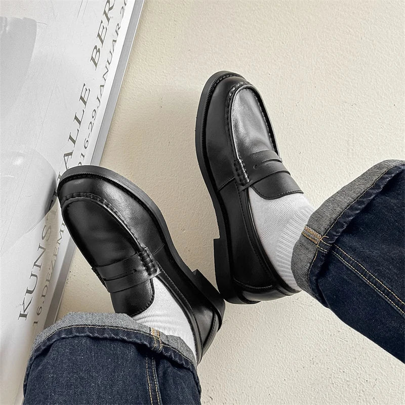 Handmade Mens Leather Loafers Non Slip Slip on Walking Flats Breathable Outdoor Casual Shoes for Man Work Office Driving Shoes