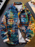 Spring and autumn new ethnic style printed long-sleeve jacket for men, high-end stylish trendy jacket