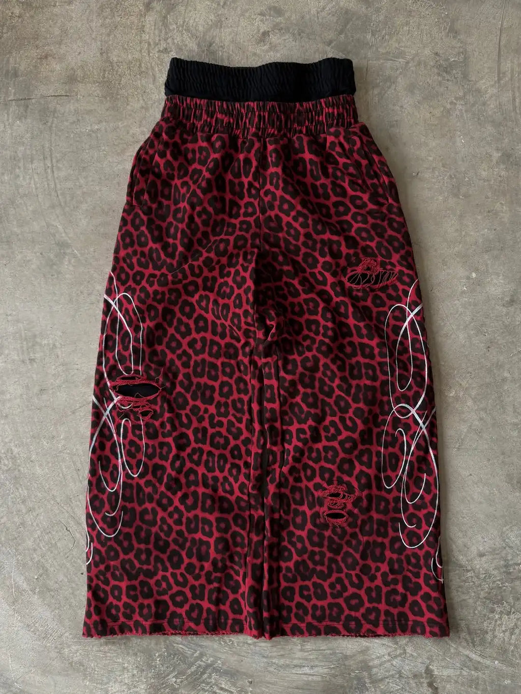 Double Toe Ripped Printed Trousers Functional Tactical Functional Men and Women Advanced Jogging Drawstring Casual Sports Pants