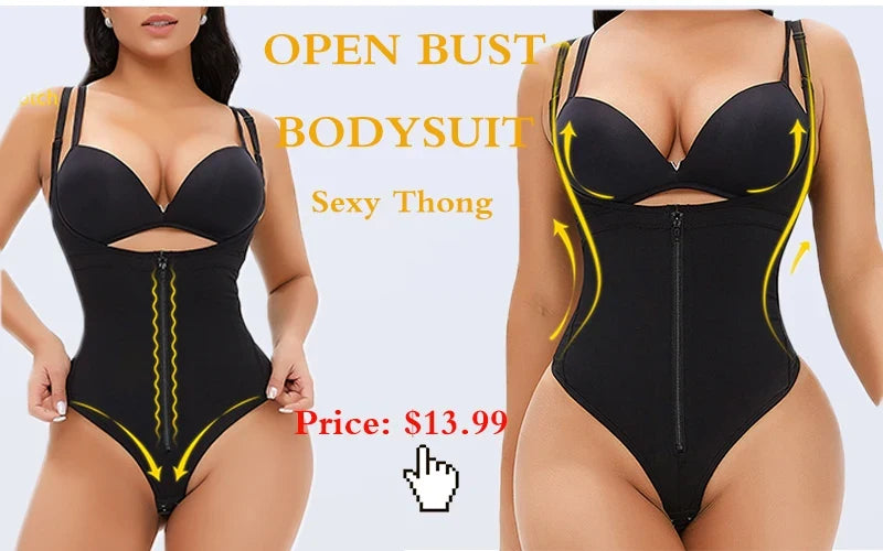 GUUDIA Short Sleeve Open Crotch Big U Neck Seamless Shapers Spandex Elastic Body Suit Shapewear Women Body Shaper Tummy Control