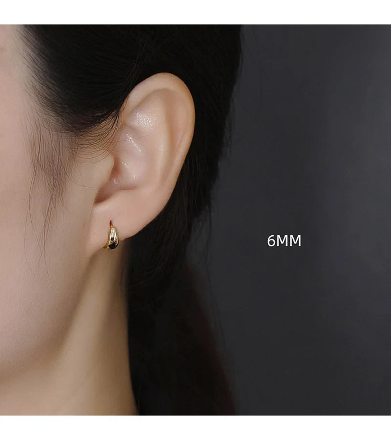 Real 925 Sterling Silve Fashion Inside Diameter 6 7 8 9 10mm Hoop Earrings For Women Men Personality Jewelry DG0132