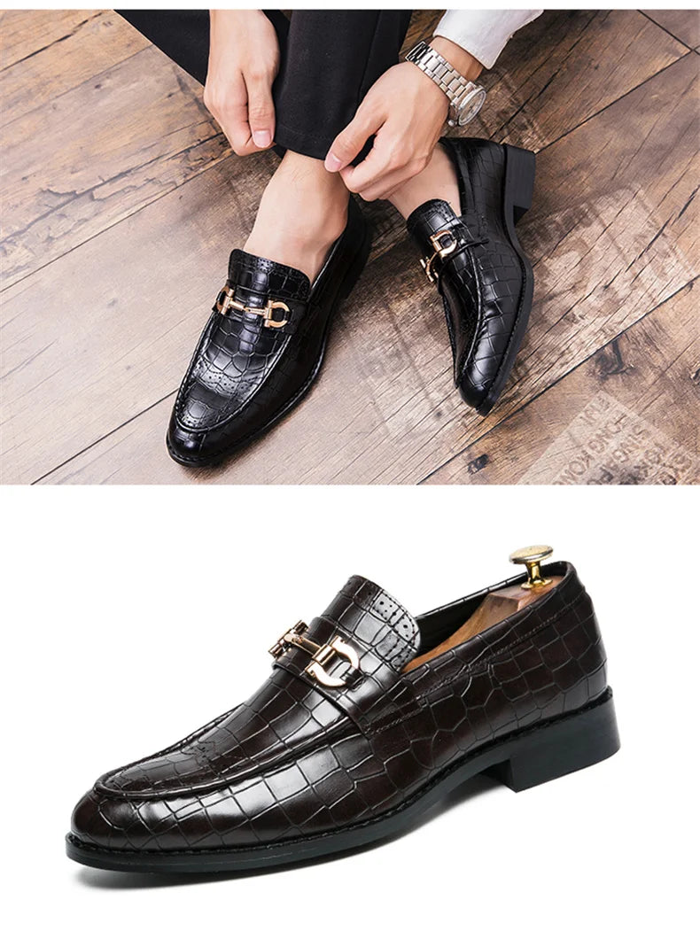 Classic Social Leather Shoes For Men Leather Loafers Wedding Casual Business Brogues Shoes Men Office Leather Men's Dress Shoes