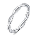 Moissanite Wedding Rings for Women Twisted 925 Sterling Silver 18K White Gold Plated Eternity Stackable Engagement Ring