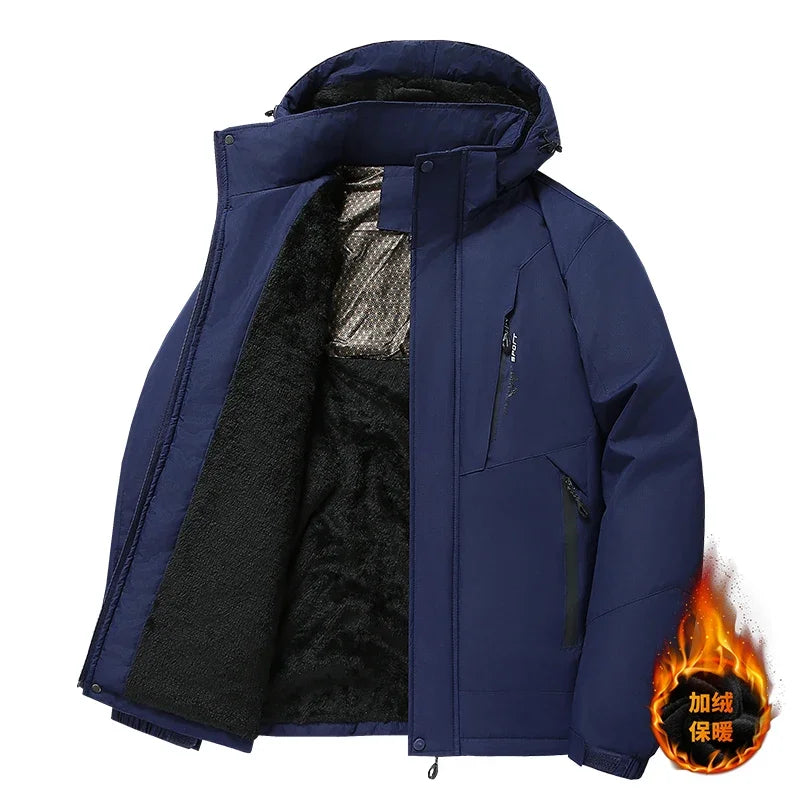 Large Size 8XL Winter Jacket Men Hooded Jumper Windbreaker Male Waterproof Windproof Warm Fleece Big Plus Thermal Outdoor Coat