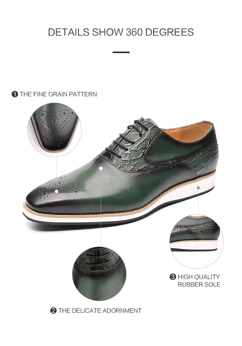 Men's Genuine Leather Brogue Shoes|All-Season Sport Casual Footwear|High-Quality Leather Dress Shoes|Comfortable Walking Shoes