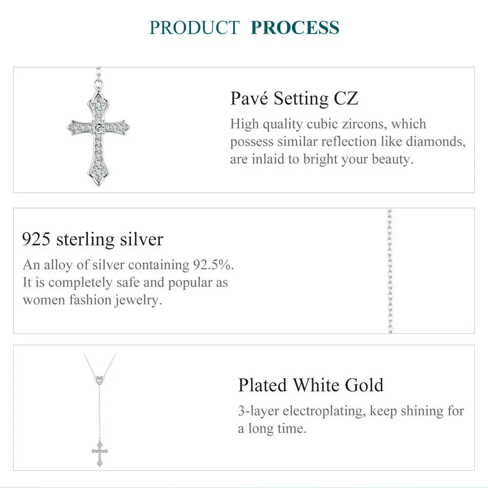 925 Sterling Silver Delicate Heart-shaped Pendant Necklace Y-shaped Cross Chain Necklace for Women Party Dainty Jewelry