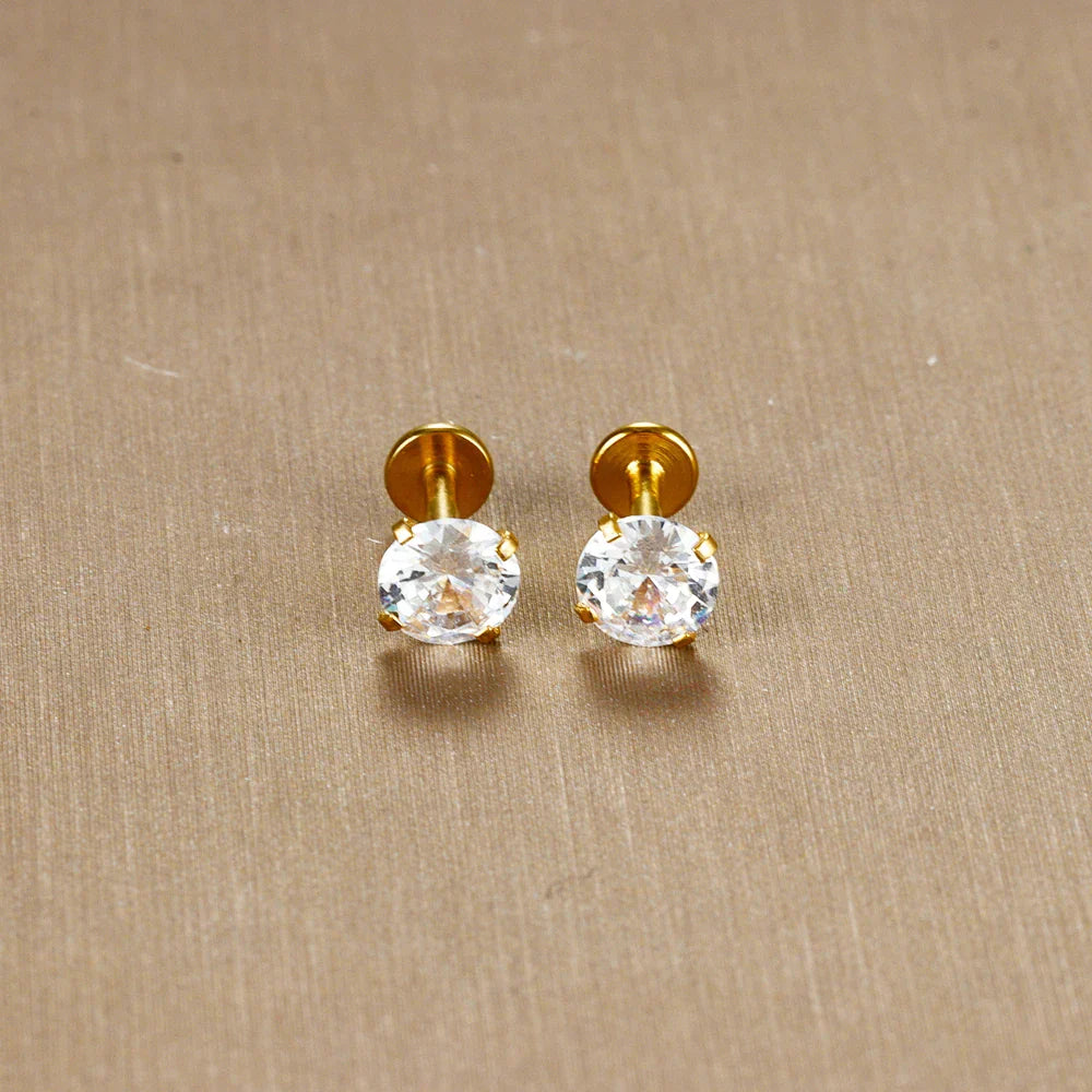 2PC Labret Tragus Stud Earrings 16G Surgical Stainless Steel CZ Crystal  Monroe Helix Cartialge Conch Medusa Lip Body Piercing