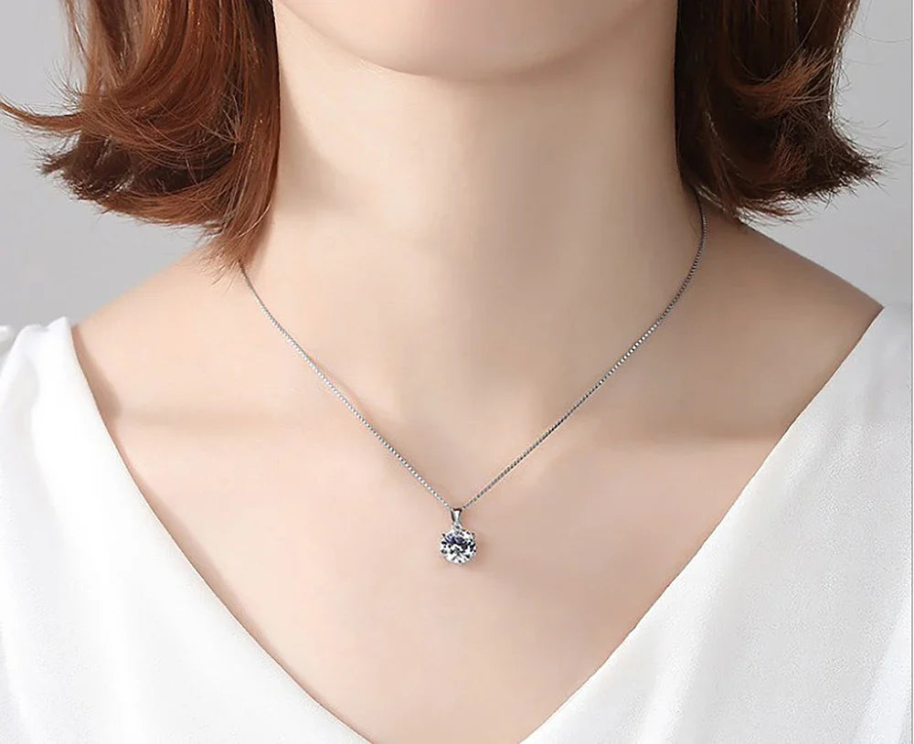 1-10Carat Moissanite Diamond Pendant Necklace for Women S925 Silver D Color VVSI Clarity Solitaire Diamond NeckchainCertified