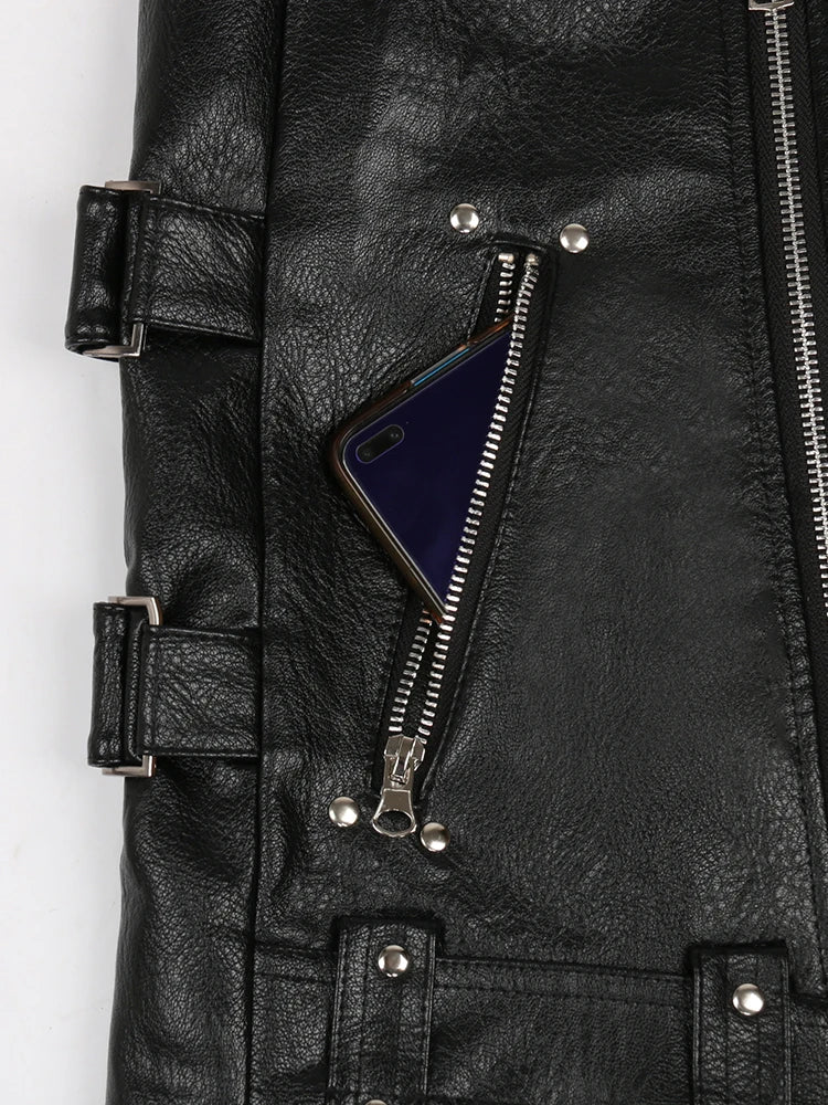 Autumn Black Motorcycle Pu Leather Vest Men Zipper Pockets Plus Size Faux Leather Biker Sleeveless Jacket 4xl 5xl