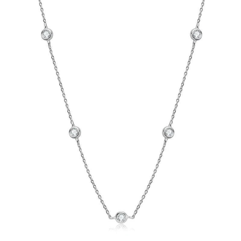 925 Sterling Silver Necklaces Round Cut 2.5mm/4mm Bezel Moissanite Choker Necklace for Women Multilayer Neck Jewelry
