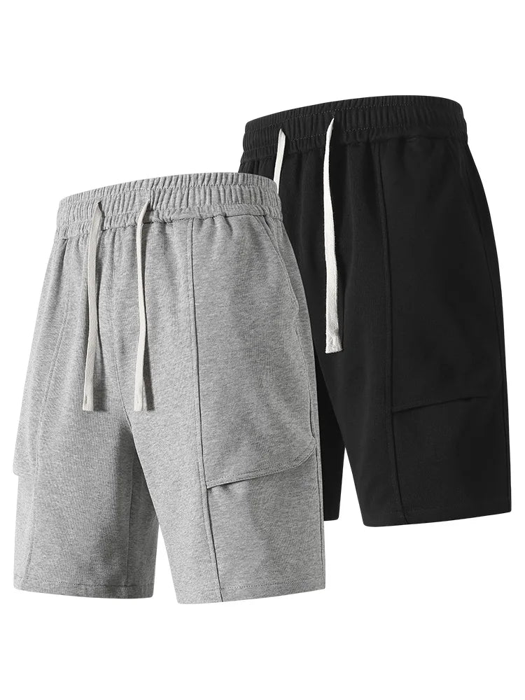 Summer Men's Knit Casual Shorts Cotton-Blend Cool Comfort Sport Shorts Relaxed-Fit Gym Shorts Asian Size M-4XL