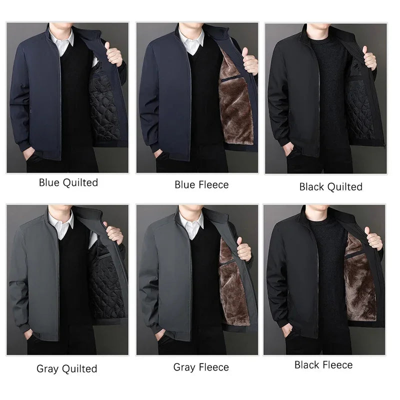 Brand Winter Jacket Men 2026 Autumn Solid Color Plush and Thick Coats Men Plus Size 8xl Stand Collar Warm Men Clothing