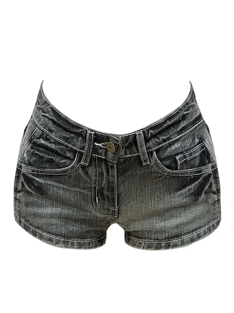 Harajuku Women's Jeans Shorts Y2K Grunge Vintage Streetwear Beach Jorts Clothes 2000s Denim Hot Pants Japanese 2025 Summer