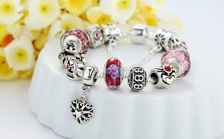 Queen Jewelry Charms Bracelet & Bangles With Queen Crown Beads Bracelet for Women PA1823