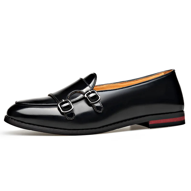 Spring Summer New Cow Leather Shoes for Men Buckle Designer Loafers Male Solid Color Big Size Fashion Business Casual Shoes Man