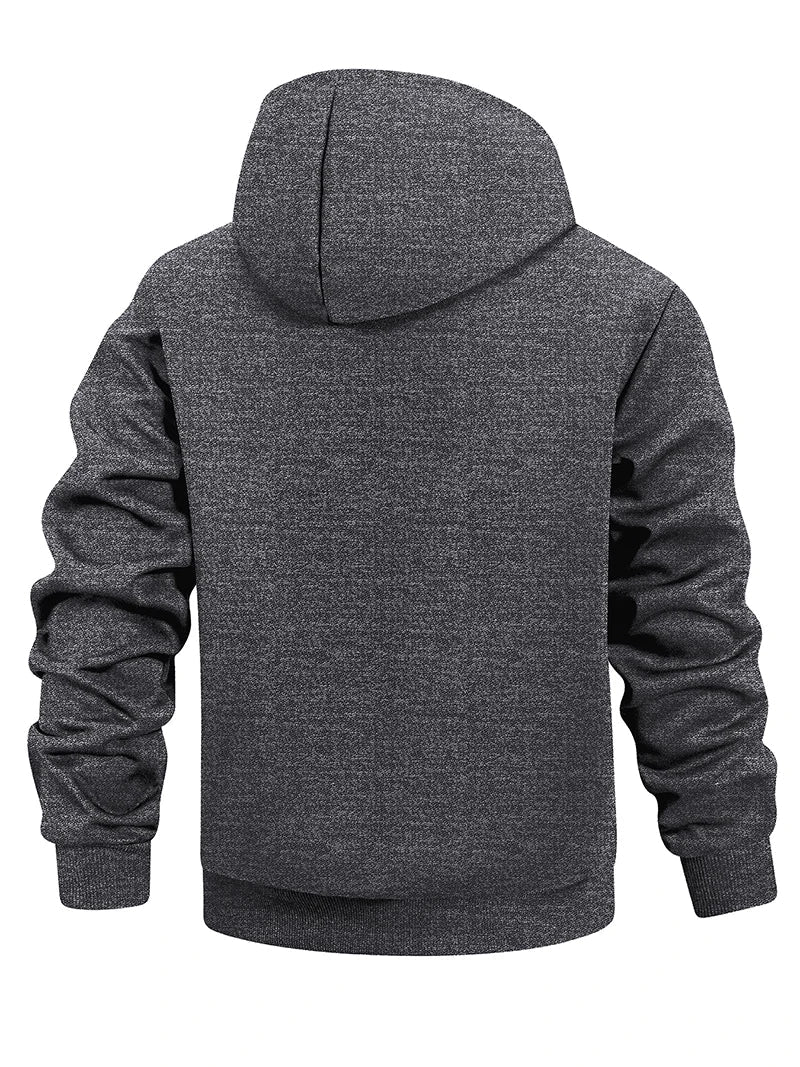 Men's Winter Warm Sherpa Plush Lined Jacket Casual Zip Up Hooded Coat with Zipper Pockets Male Fleece Outerwear Outfits Tops
