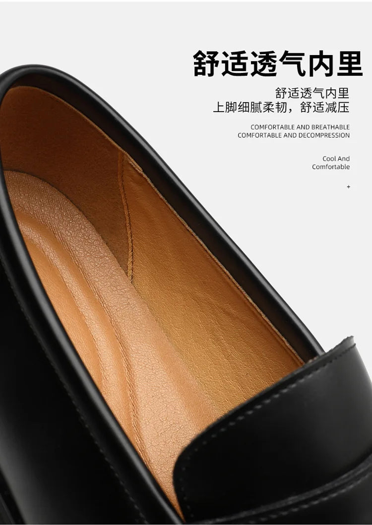 Men's Plus Size Genuine Leather Loafers Slip-on Formal Business Casual Dress Shoes for Man Spring Autumn New Wedding Shoes Male