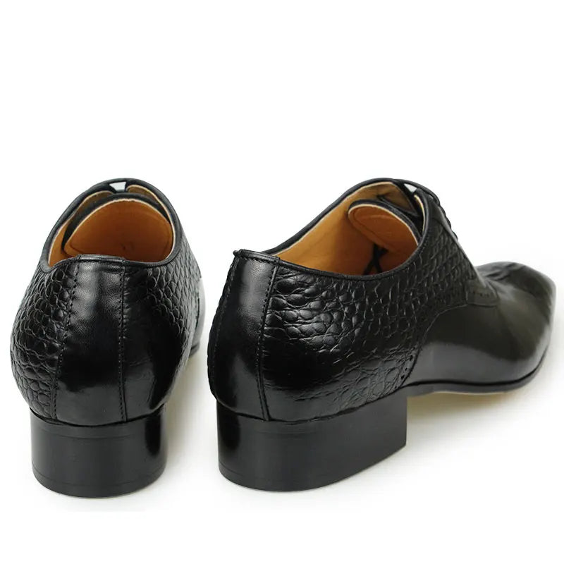 Italy Men's Shoes Prince Classic Modern Formal Oxford Wingtip Lace Up Dress Shoes Handmade Black Genuine Leather Shoes