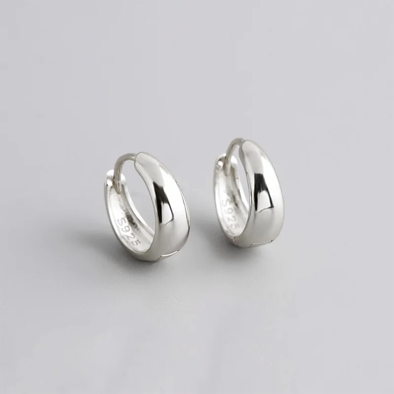 925 Sterling Silver Premium Matte Minimalism Unisex Huggies Ear Hoops Earrings for Women Gothic Piercing Men's Jewelry