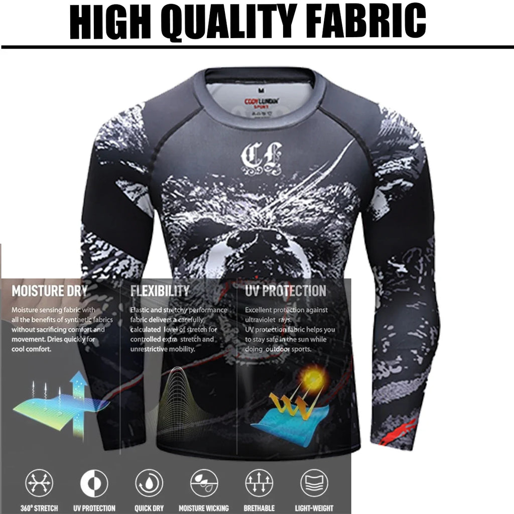 Men Grappling Wear Jiu Jitsu Gi Rashguard BJJ Boxing T-shirts UPF 50+ Male Athletic Running Blouses Compression Gym Tees