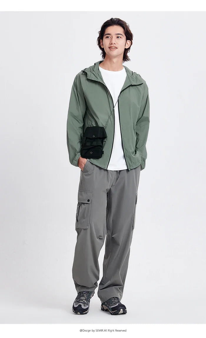 Jacket Men'S Summer Foldable Storage Top Simple Casual Style Hooded Couple