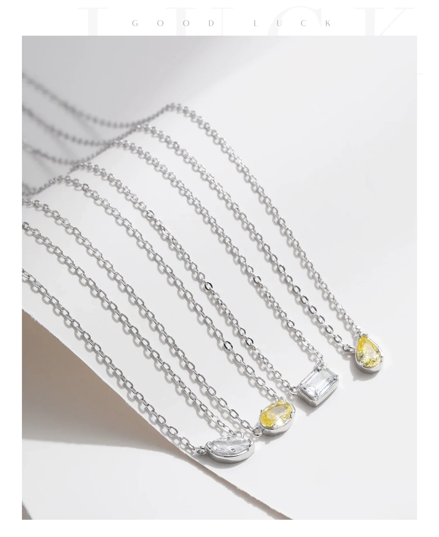 925 Sterling Silver Geometric Cubic Zirconia Pendant Necklace Fashion Stackable Asymmetrical Jewelry For Women Fine Gifts