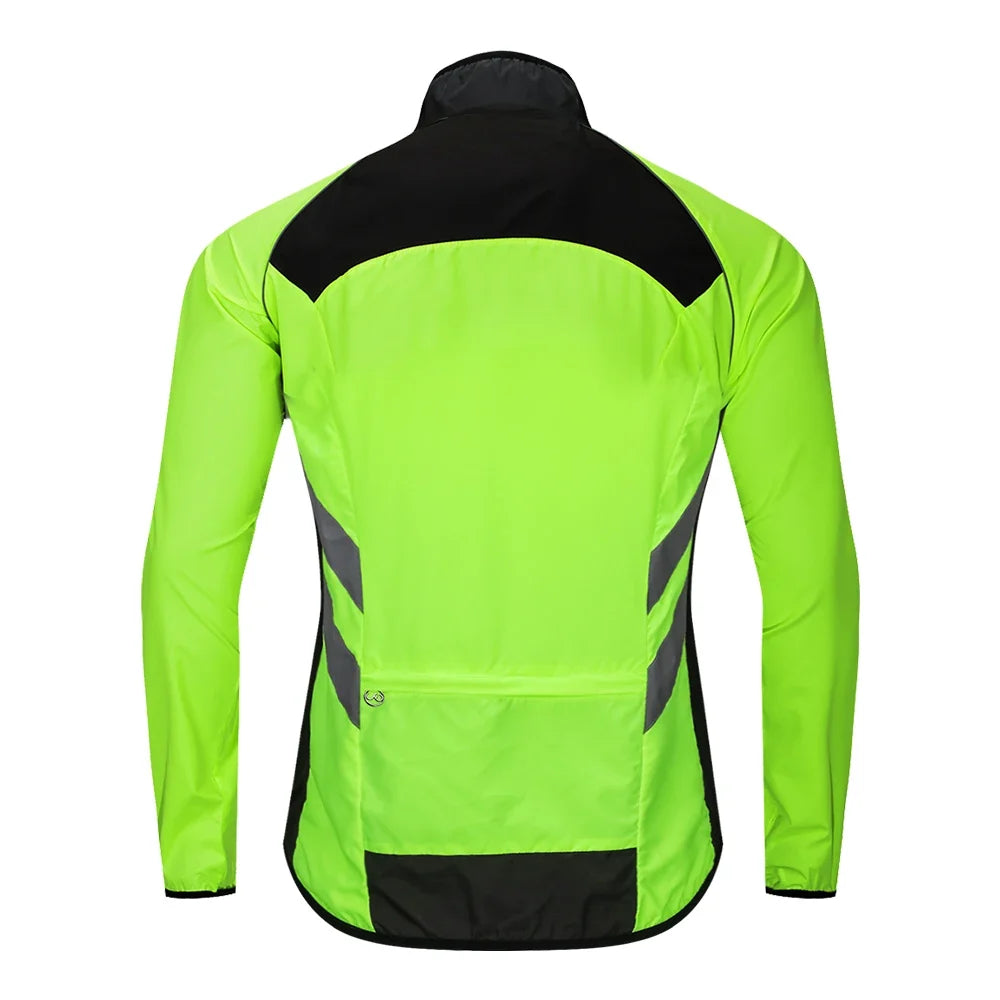 Windproof Cycling Jacket MTB Bike Jersey Outdoor Sport Cycling Windbreaker Rainproof Reflective Bike Clothing Navy Blue