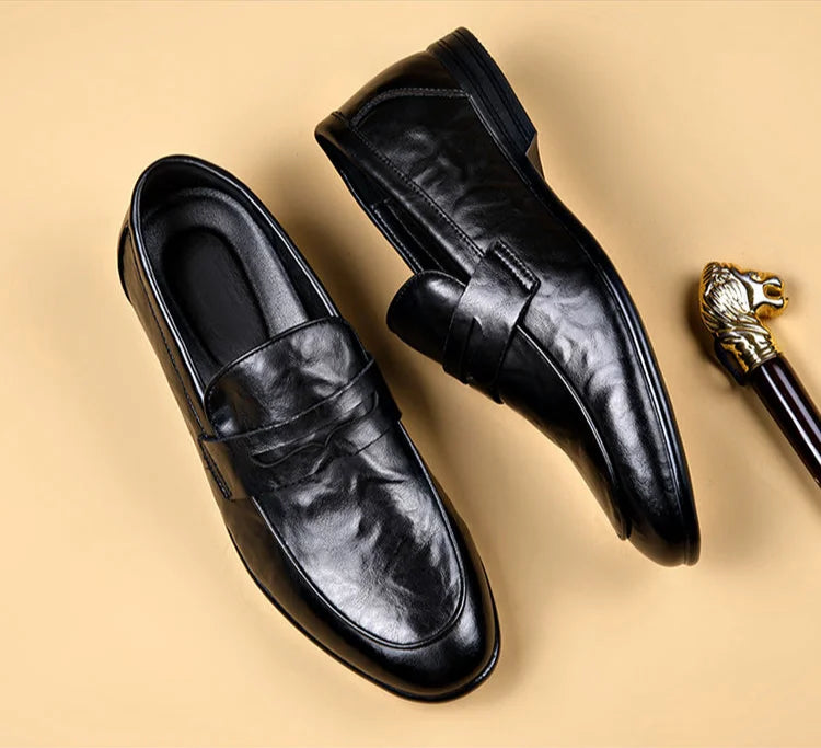 Social Shoe Male Leather Casual Round Toe Men's Formal Shoes Business Luxury Designer Clothing Office Party Gentleman 2025 Trend