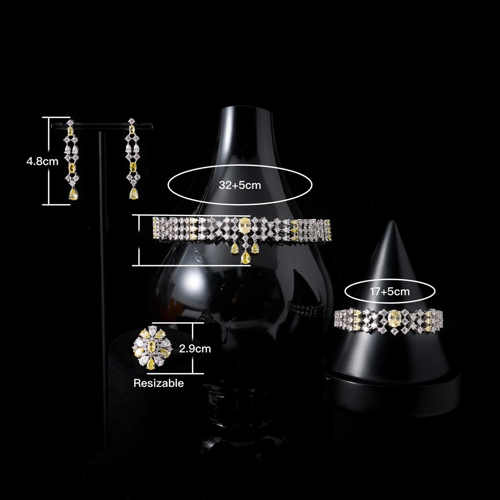 Choker Necklace Sets for Women Cubic Zirconia Bridal Jewellery Set Dubai Saudi Party Engagement Accessory