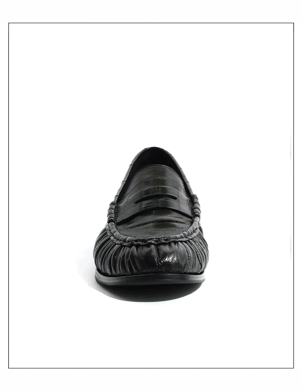 Loafers for men's eel skin pleated design a top layer cowhide slip in formal dress shoe suitable for casual work and commuting