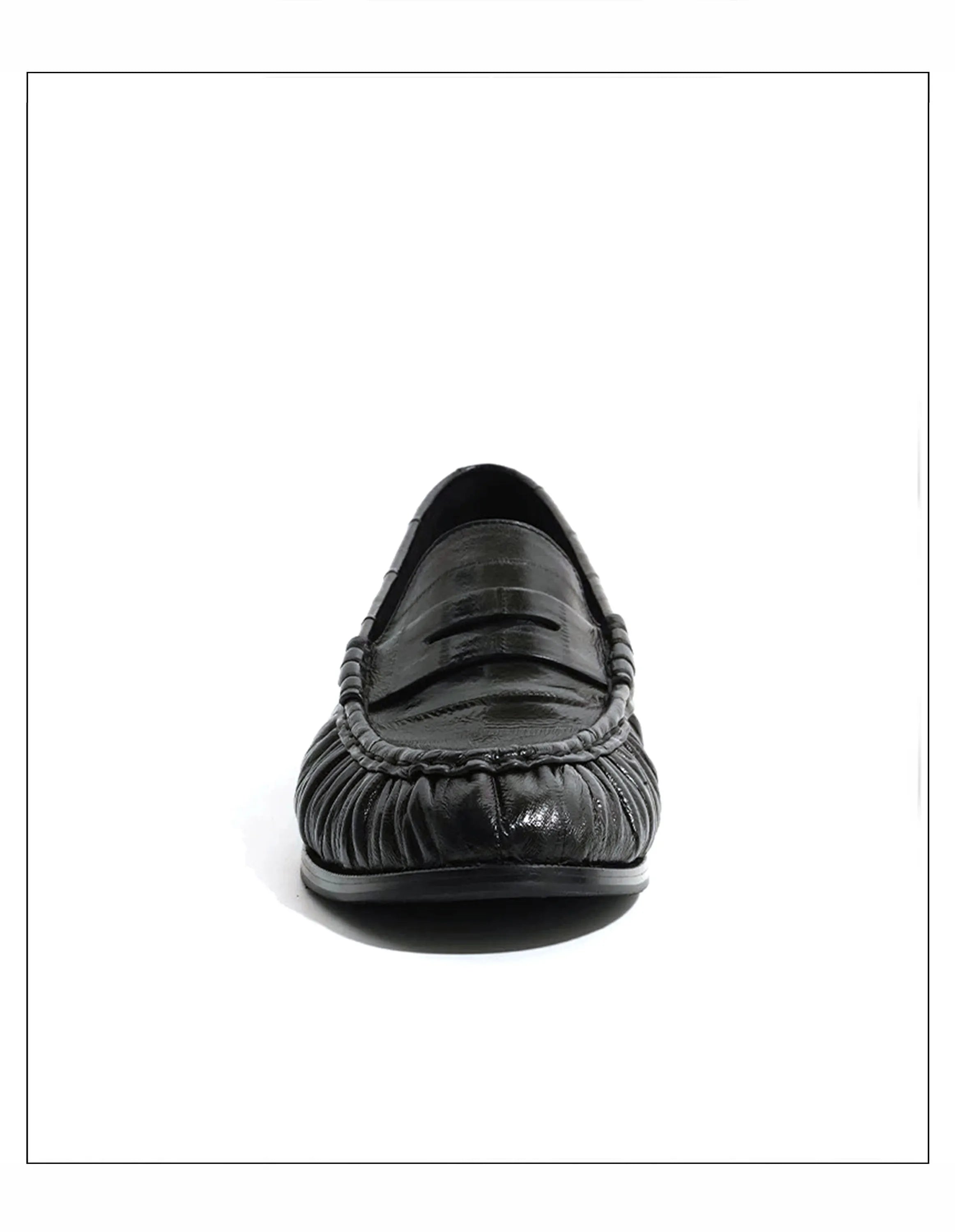 Loafers for men's eel skin pleated design a top layer cowhide slip in formal dress shoe suitable for casual work and commuting